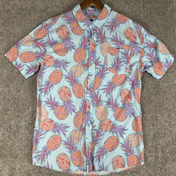 Tipsy Elves Shirt Mens XL Blue Pina Colada Hawaiin S/S Button Up Rayon Blend - Picture 2 of 10